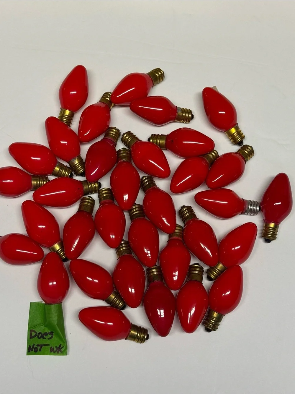 Vintage Opaque Red C7 Light Bulbs - Lot of 33